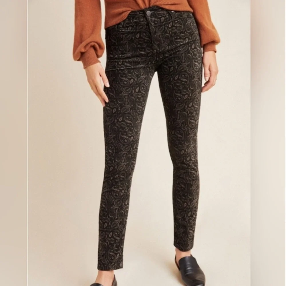 Anthropologie Ag Adriano Goldschmied | Women’s brown velvet paisley pants sz 25P